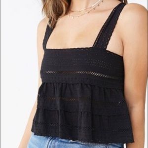 Forever 21 black eyelet tank